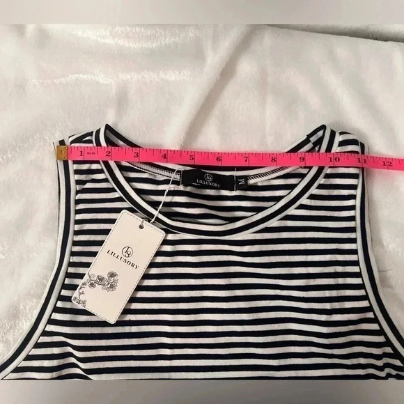 LILLUSORY Casual Sleeveless Beach Tank Dress Ruched Tie Waist Mini Dress - Picture 7 of 8